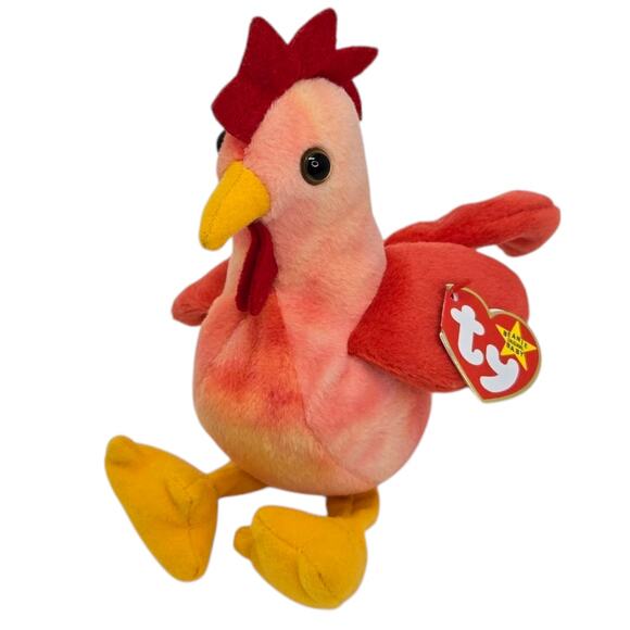 Ty Vintage Doodle Rooster Beanie Baby Tag Error P.V.C Stuffed Animal Plush - Picture 1 of 9